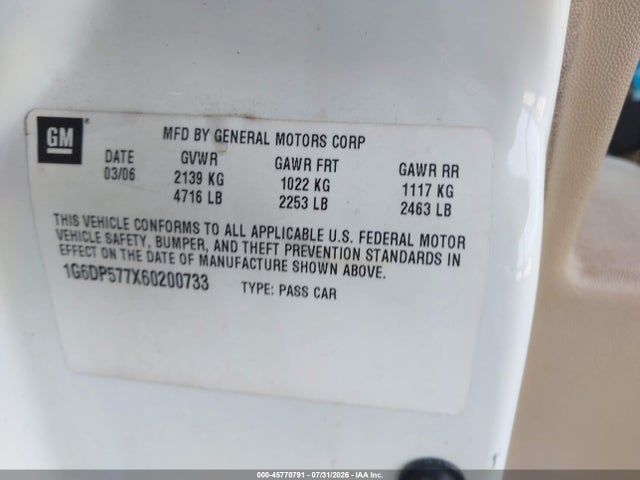 Продажа на аукционе авто 2006 Cadillac Cts Base W/1sb, vin: 1G6DP577X60200733, номер лота: 45770791