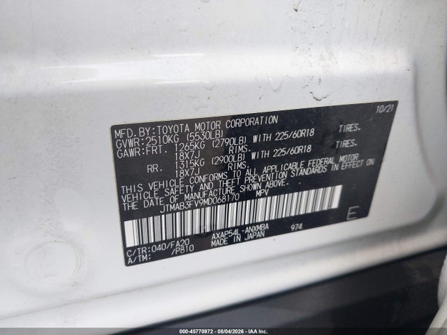 Продаж на аукціоні авто 2021 Toyota Rav4 Prime Se, vin: JTMAB3FV9MD068170, номер лоту: 45770972