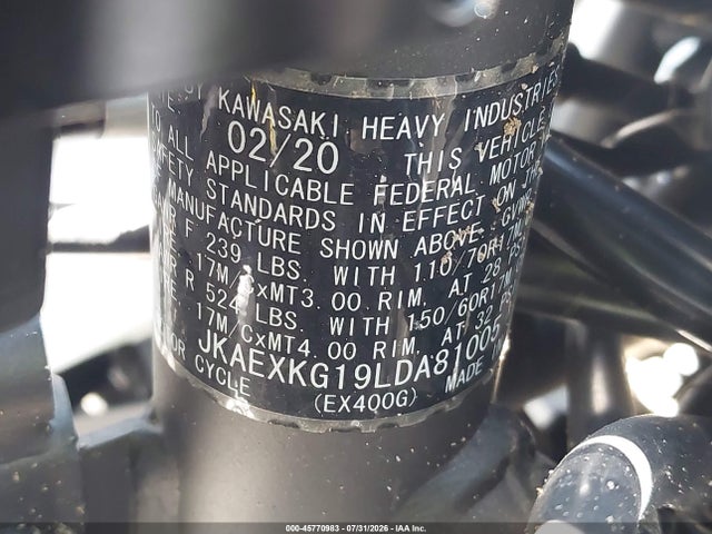 Kawasaki EX400 2020 JKAEXKG19LDA81005 Image 10