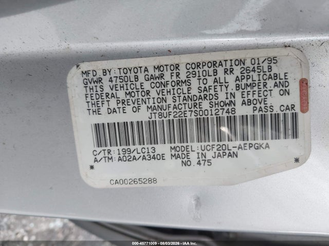 45771009 :رقم المزاد ، JT8UF22E7S0012748 vin ، 1995 Lexus Ls 400 مزاد بيع