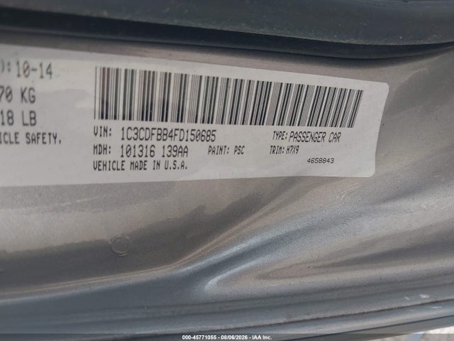 Aukcja sprzedaży 2015 Dodge Dart Sxt, vin: 1C3CDFBB4FD150685, numer aukcji: 45771055