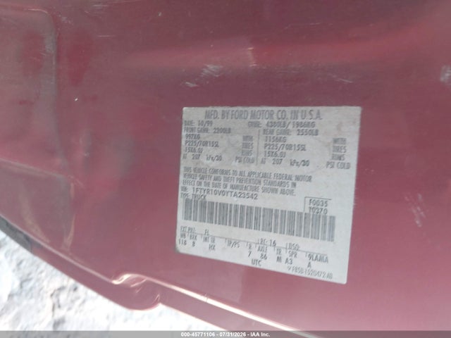 45771106 :رقم المزاد ، 1FTYR10V0YTA23542 vin ، 2000 Ford Ranger Xl/xlt مزاد بيع