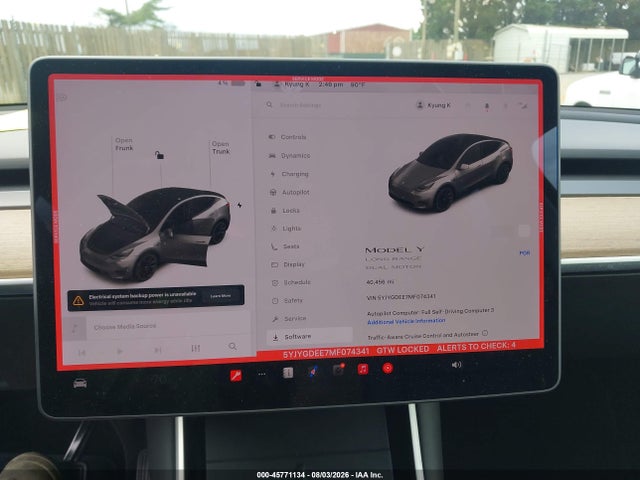 Aukcja sprzedaży 2021 Tesla Model Y Long Range Dual Motor All-wheel Drive, vin: 5YJYGDEE7MF074341, numer aukcji: 45771134