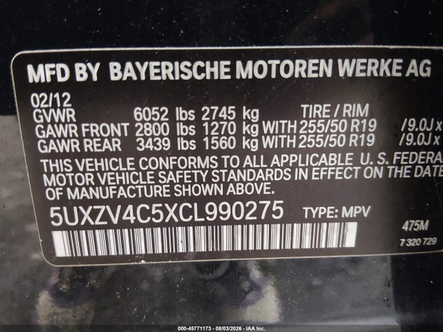 Aukcja sprzedaży 2012 Bmw X5 Xdrive35i/xdrive35i Premium/xdrive35i Sport Activity, vin: 5UXZV4C5XCL990275, numer aukcji: 45771173