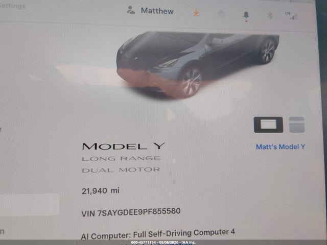 Aukcja sprzedaży 2023 Tesla Model Y, vin: 7SAYGDEE9PF855580, numer aukcji: 45771194