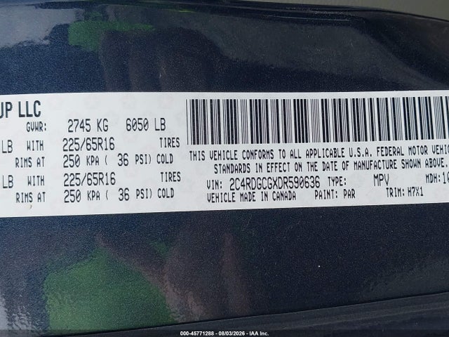Aukcja sprzedaży 2013 Dodge Grand Caravan Sxt, vin: 2C4RDGCGXDR590636, numer aukcji: 45771288