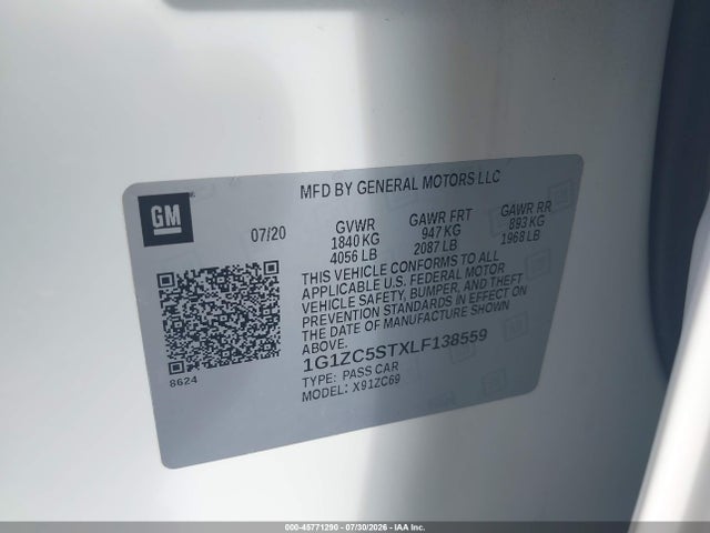 1G1ZC5STXLF138559 Chevrolet Malibu Fwd 1fl
