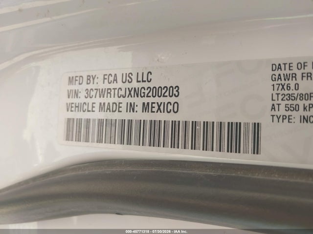 45771318 :رقم المزاد ، 3C7WRTCJXNG200203 vin ، 2022 Ram 3500 Chassis Tradesman/slt/laramie/limited مزاد بيع