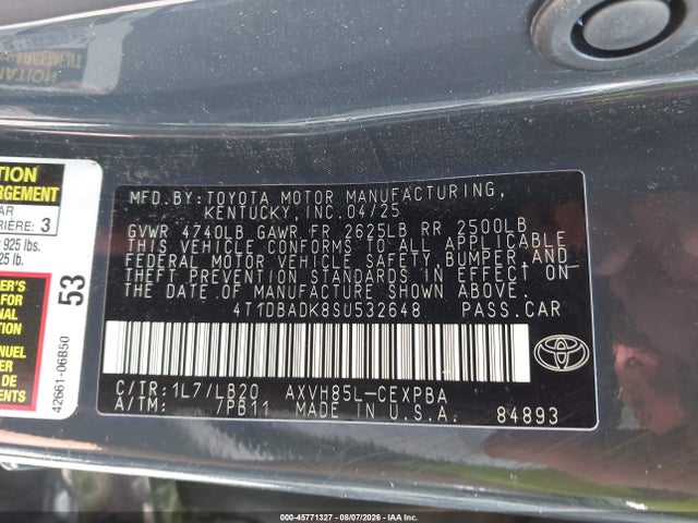 4T1DBADK8SU532648 Toyota CAMRY XSE
