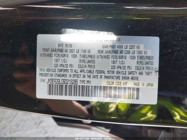 Aukcja sprzedaży 2009 Mazda Cx-7 Grand Touring, vin: JM3ER29L090218285, numer aukcji: 45771365