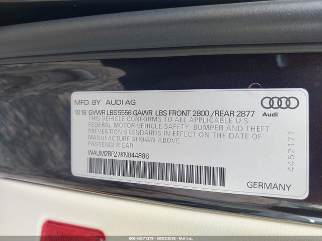 Aukcja sprzedaży 2019 Audi A6 55 Premium, vin: WAUM2BF27KN044886, numer aukcji: 45771378
