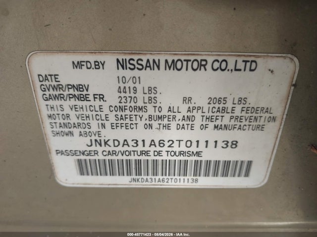 Продажа на аукционе авто 2002 Infiniti I35 Luxury, vin: JNKDA31A62T011138, номер лота: 45771423