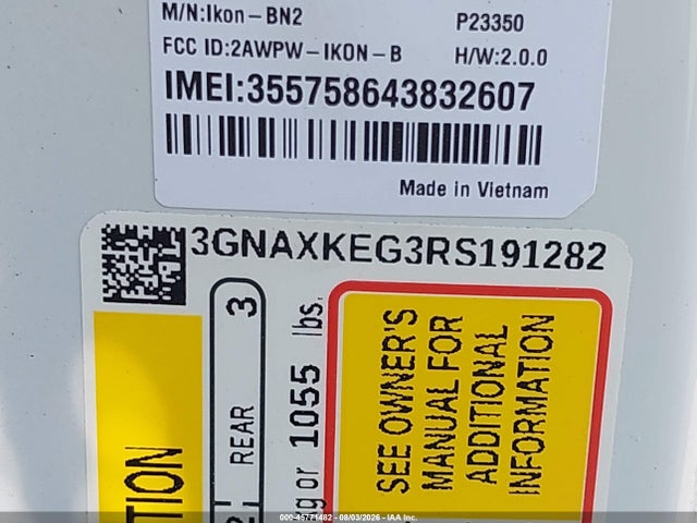 45771482 :رقم المزاد ، 3GNAXKEG3RS191282 vin ، 2024 Chevrolet Equinox Fwd Lt مزاد بيع