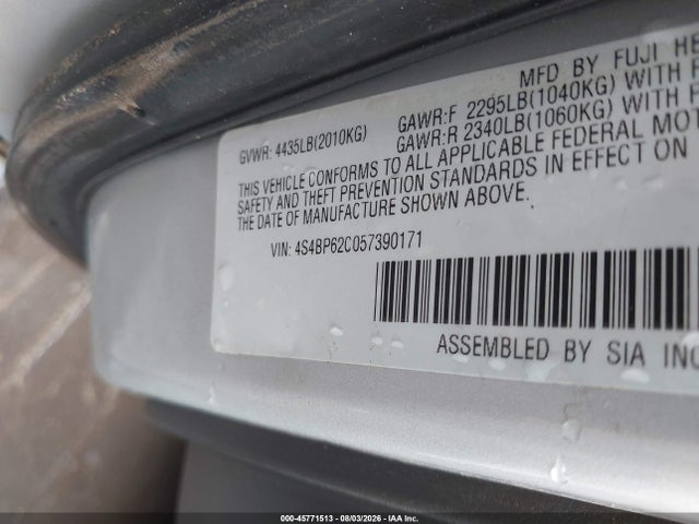 45771513 :رقم المزاد ، 4S4BP62C057390171 vin ، 2005 Subaru Outback 2.5i Limited مزاد بيع