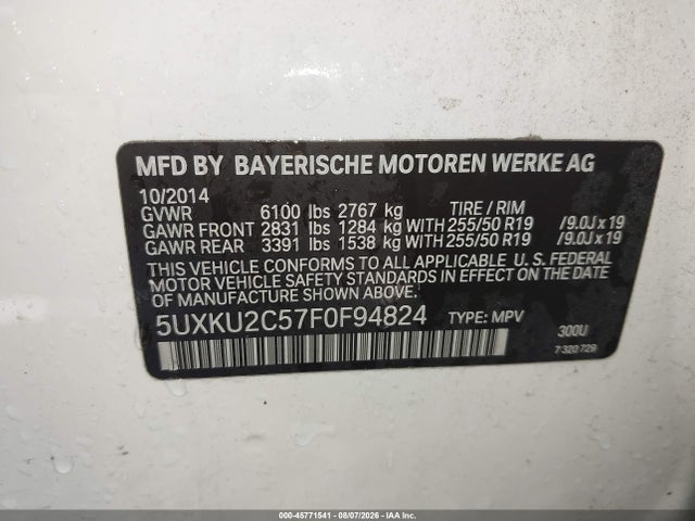 Aukcja sprzedaży 2015 Bmw X6 Xdrive35i, vin: 5UXKU2C57F0F94824, numer aukcji: 45771541