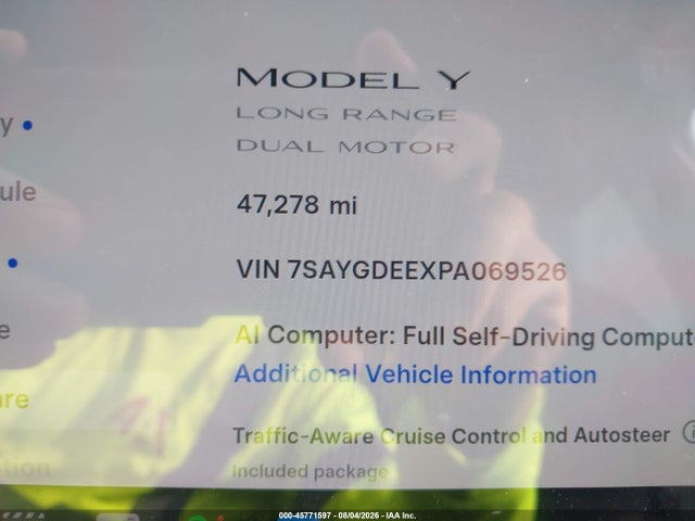 Продаж на аукціоні авто 2023 Tesla Model Y Awd/long Range Dual Motor All-wheel Drive, vin: 7SAYGDEEXPA069526, номер лоту: 45771597