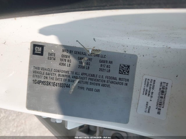 Продаж на аукціоні авто 2014 Buick Verano Convenience Group, vin: 1G4PR5SK1E4183744, номер лоту: 45771679