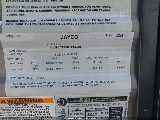 Jayco Jay Flight 2024 1UJBC0BT3R17T0418 Image 9