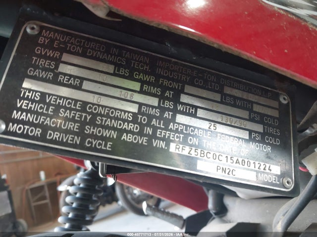 Продаж на аукціоні авто 2005 Eton Beamer Matrix, vin: RFZ5BC0C15A001224, номер лоту: 45771713