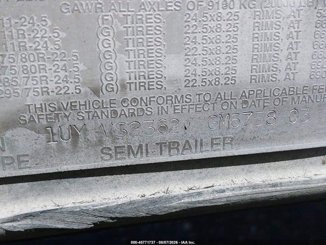 45771737 :رقم المزاد ، 1UYVS2362GM675803 vin ، 2016 Utility Trailer Mfg Unknown مزاد بيع