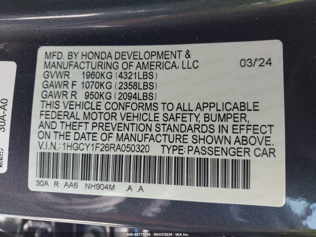 Honda ACCORD LX 2024 1HGCY1F26RA050320 Image 9
