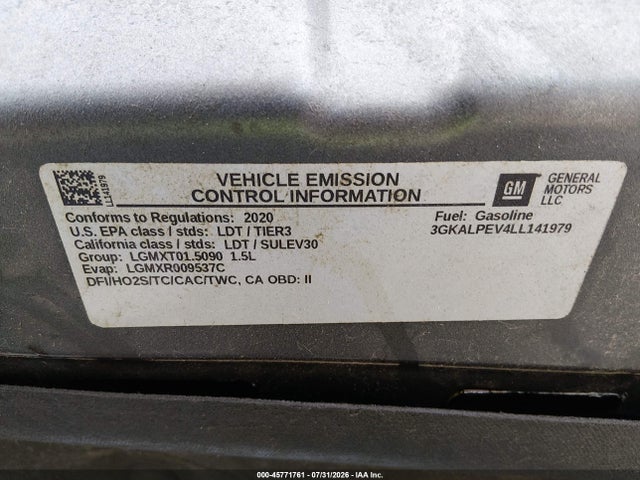 45771761 :رقم المزاد ، 3GKALPEV4LL141979 vin ، 2020 Gmc Terrain Fwd Slt مزاد بيع