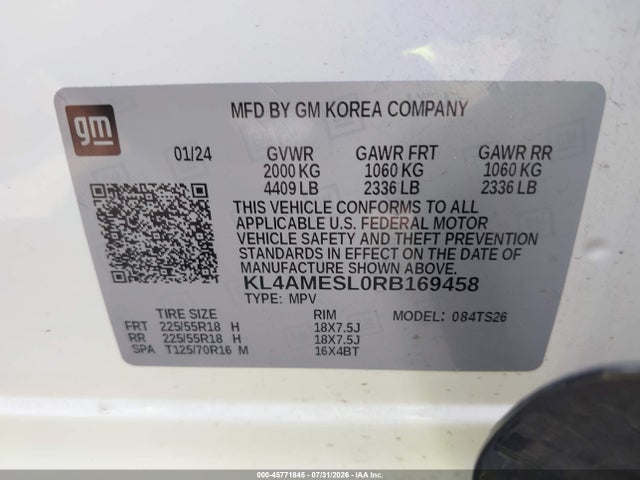 Aukcja sprzedaży 2024 Buick Encore Gx Sport Touring Awd, vin: KL4AMESL0RB169458, numer aukcji: 45771845