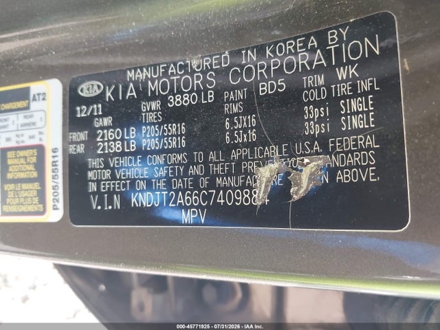 Продаж на аукціоні авто 2012 Kia Soul +, vin: KNDJT2A66C7409884, номер лоту: 45771925