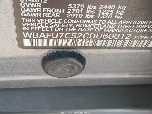 Продаж на аукціоні авто 2012 Bmw 535i Xdrive, vin: WBAFU7C52CDU60012, номер лоту: 45771975