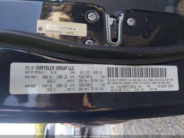 2015 Jeep Patriot Sport მანქანა იყიდება აუქციონზე, vin: 1C4NJPBB9FD149616, აუქციონის ნომერი: 45771977