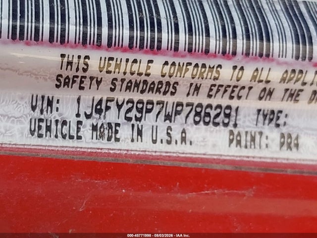 Продаж на аукціоні авто 1998 Jeep Wrangler Se, vin: 1J4FY29P7WP786291, номер лоту: 45771998