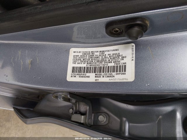 2003 Toyota Matrix Standard მანქანა იყიდება აუქციონზე, vin: 2T1KR32E93C114212, აუქციონის ნომერი: 45772114