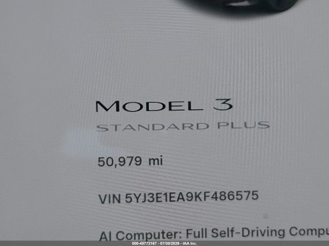 Tesla Model 3 Long Range/mid Range/standard Range/standard Range Plus 2019 5YJ3E1EA9KF486575 Image 7