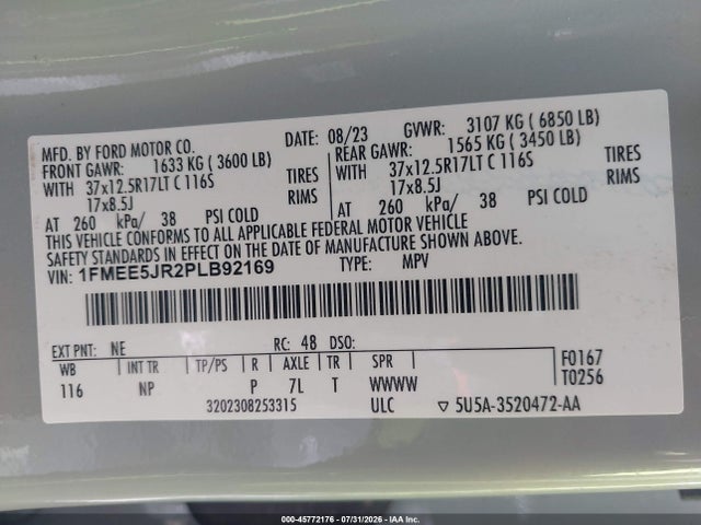1FMEE5JR2PLB92169 Ford Bronco Raptor