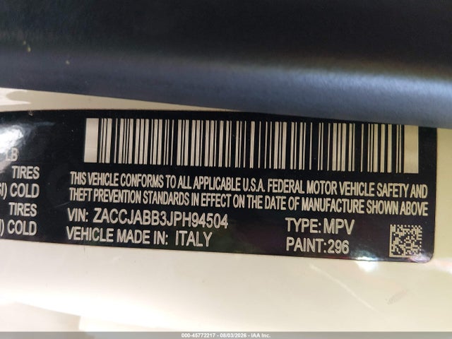 ZACCJABB3JPH94504 Jeep Renegade Latitude Fwd