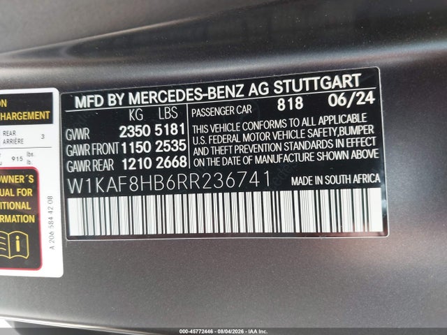 W1KAF8HB6RR236741 Mercedes-Benz Amg C 43 4matic