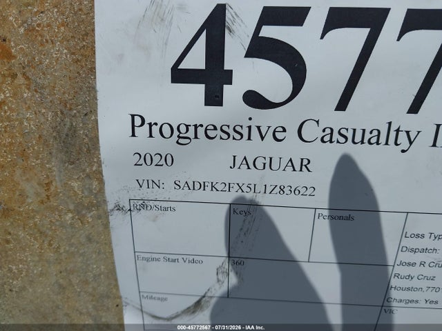 Aukcja sprzedaży 2020 Jaguar E-pace P250 Awd Automatic, vin: SADFK2FX5L1Z83622, numer aukcji: 45772567