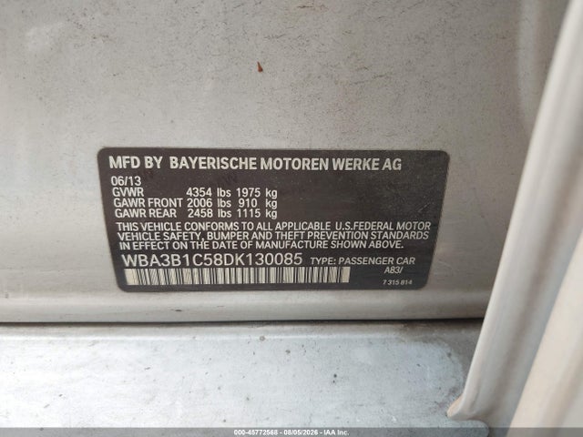 Продаж на аукціоні авто 2013 Bmw 320i, vin: WBA3B1C58DK130085, номер лоту: 45772568