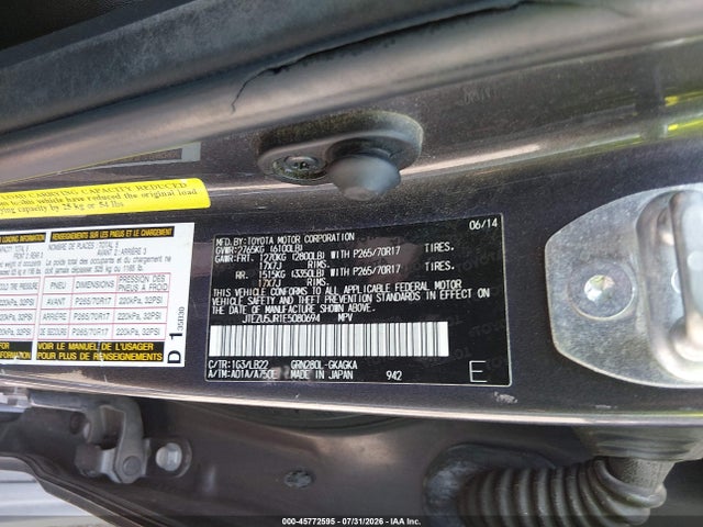Продажа на аукционе авто 2014 Toyota 4runner Sr5 Premium, vin: JTEZU5JR1E5080694, номер лота: 45772595