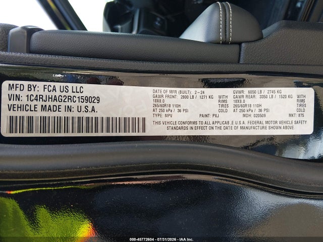 Aukcja sprzedaży 2024 Jeep Grand Cherokee Laredo X 4x4, vin: 1C4RJHAG2RC159029, numer aukcji: 45772604