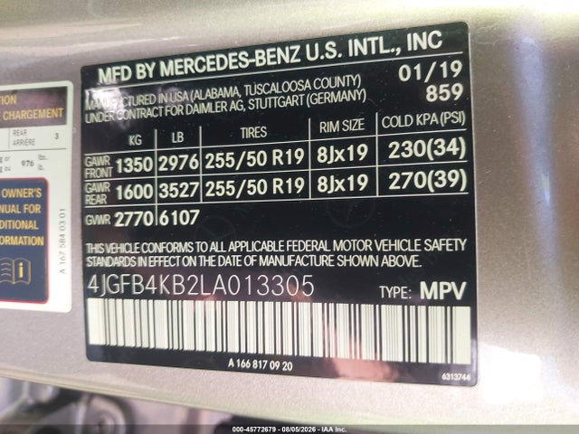 Продажа на аукционе авто 2020 Mercedes-benz Gle 350 4matic, vin: 4JGFB4KB2LA013305, номер лота: 45772679
