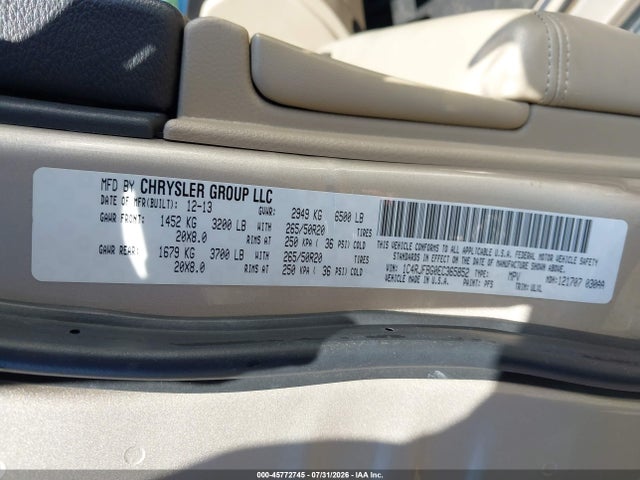 Продаж на аукціоні авто 2014 Jeep Grand Cherokee Limited, vin: 1C4RJFBG0EC365852, номер лоту: 45772745