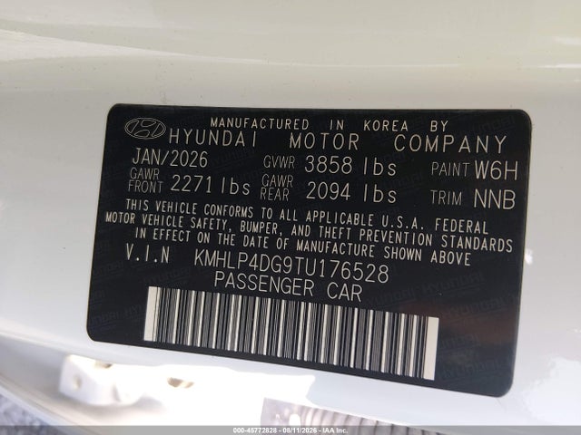 Auction sale of the 2026 Hyundai Elantra Limited, vin: KMHLP4DG9TU176528, lot number: 45772828