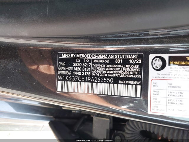 Aukcja sprzedaży 2024 Mercedes-benz S 580 4matic, vin: W1K6G7GB1RA262550, numer aukcji: 45772984