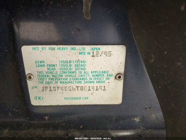 Продаж на аукціоні авто 1996 Subaru Impreza Outback, vin: JF1GF4856TG814191, номер лоту: 45772991