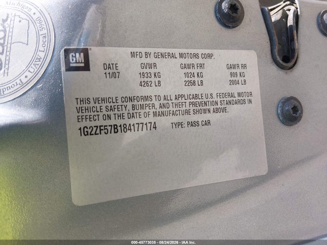 2008 Pontiac G6 Value Leader მანქანა იყიდება აუქციონზე, vin: 1G2ZF57B184177174, აუქციონის ნომერი: 45773035