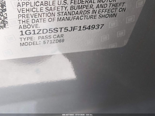 Chevrolet MALIBU LT 2018 1G1ZD5ST5JF154937 Image 9