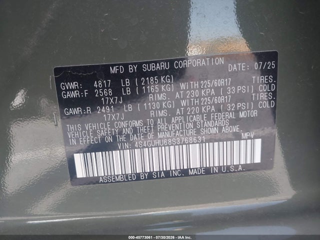 Subaru Crosstrek Wilderness 2025 4S4GUHU68S3768631 Image 9