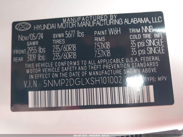 Hyundai Santa Fe Sel 2025 5NMP2DGLXSH101002 Image 9