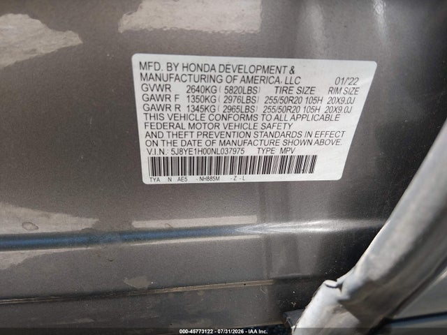 Aukcja sprzedaży 2022 Acura Mdx A-spec Package, vin: 5J8YE1H00NL037975, numer aukcji: 45773122